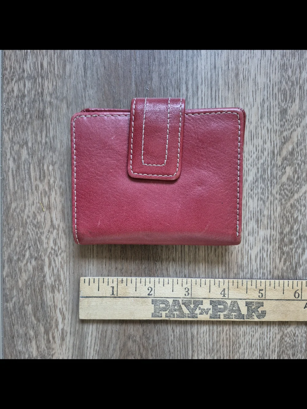 Fossil Red Genuine Leather Bifold Wallet Card Holder Snap Closure
